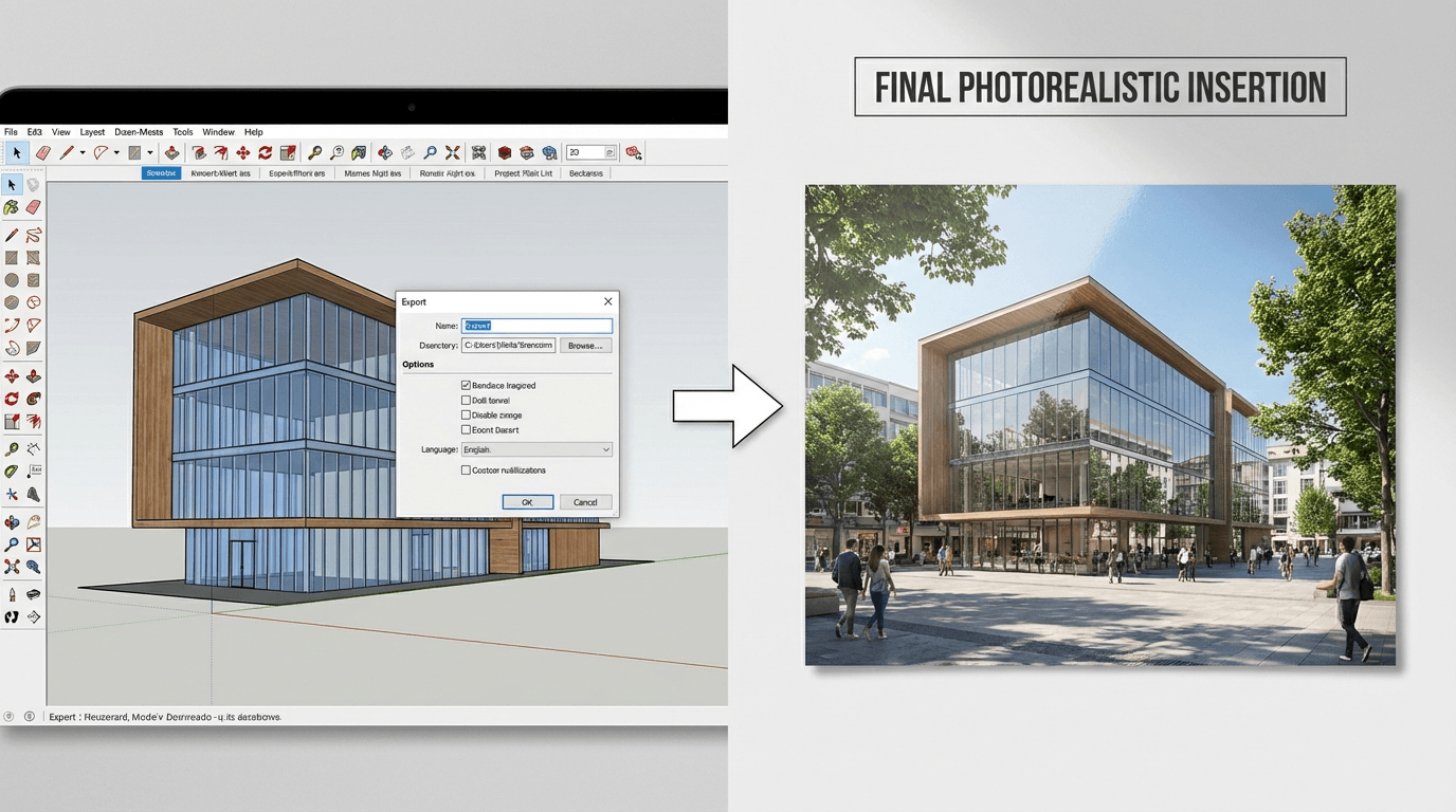 Workflow SketchUp : exporter et generer une insertion 3D