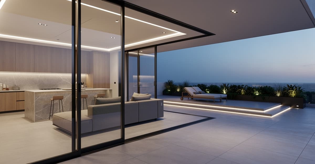 Éclairage architectural avancé en rendu 3D : lumière naturelle, HDRI et scènes nocturnes