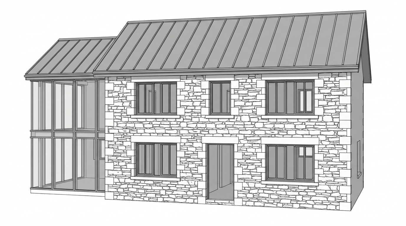 Rendu 3D brut - renovation de facade